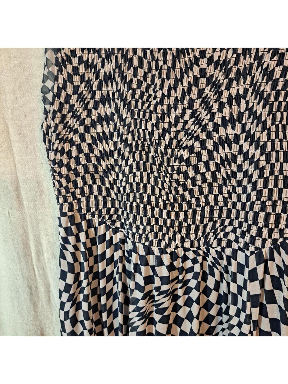 Davi & Dani Item is Black and tan. Checkered Pattern Midi Dress - Picture 2 of 6
